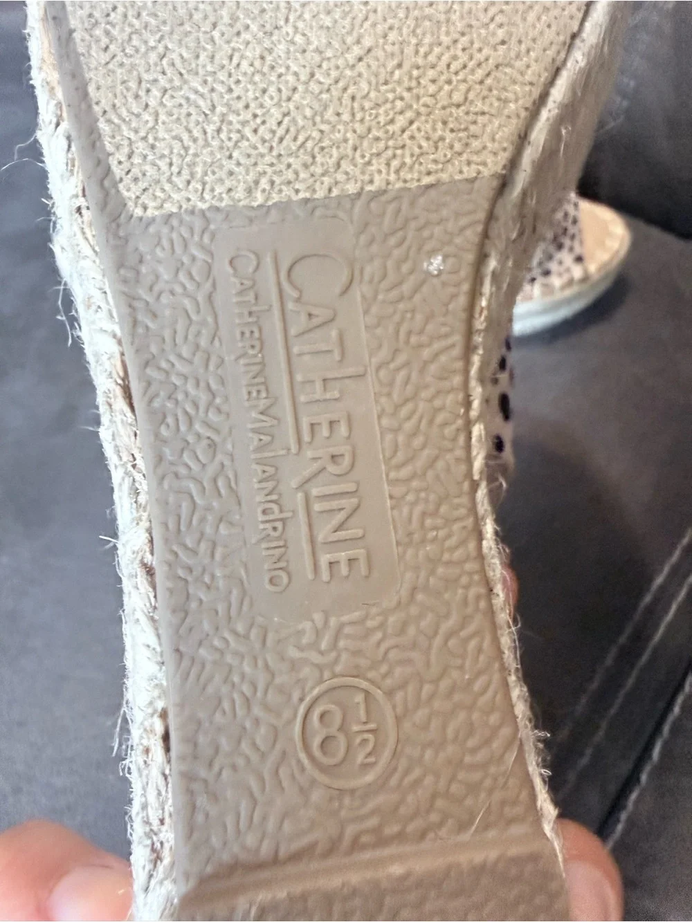 Catherine Malandrino Spotted Espadrille Wedge Sandals in Cream and Black